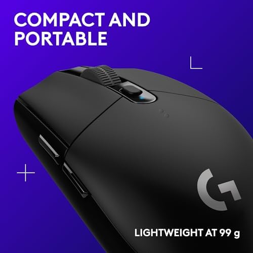 Logitech G305 Lightspeed Wireless Gaming Mouse  Hero Sensor  12 000 DPI  Lightweight  6 Programmable Buttons  250h Battery  On Board Memory  Compatible with PC  Mac   Black