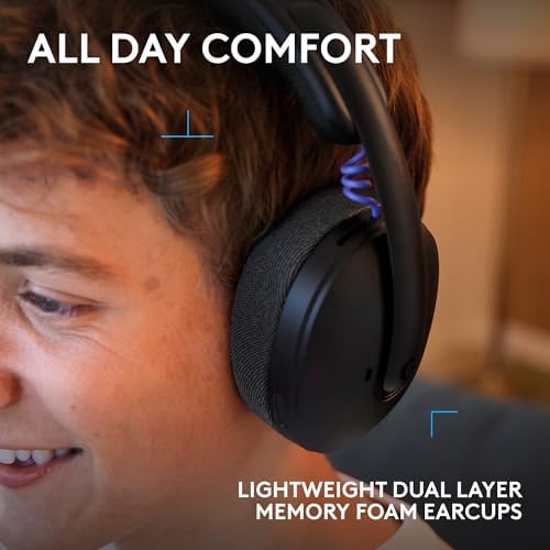 Logitech G Auriculares inalámbricos Bluetooth 325 Lightspeed para juegos, comodidad durante todo el día, micrófono integrado con reducción de ruido, audio de 24 bits, duración de la batería de más de 24 horas, para PC, PlayStation, Switch, móvil, negro