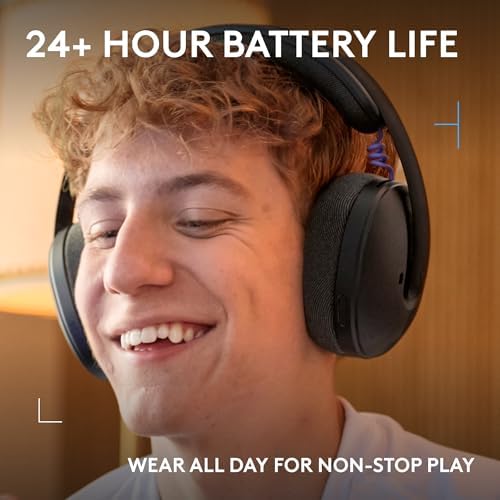 Logitech G Auriculares inalámbricos Bluetooth 325 Lightspeed para juegos, comodidad durante todo el día, micrófono integrado con reducción de ruido, audio de 24 bits, duración de la batería de más de 24 horas, para PC, PlayStation, Switch, móvil, negro