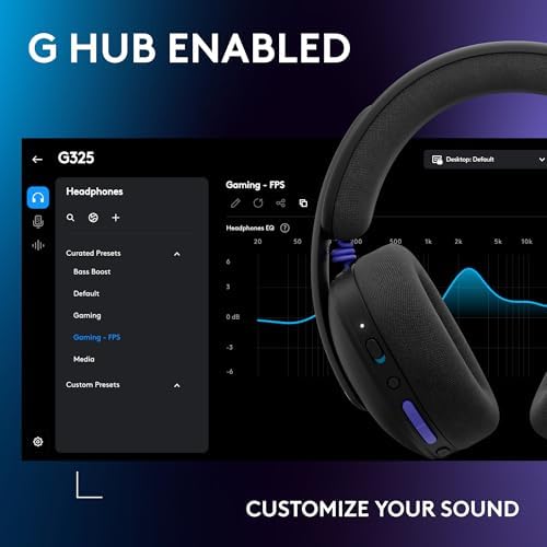 Logitech G Auriculares inalámbricos Bluetooth 325 Lightspeed para juegos, comodidad durante todo el día, micrófono integrado con reducción de ruido, audio de 24 bits, duración de la batería de más de 24 horas, para PC, PlayStation, Switch, móvil, negro