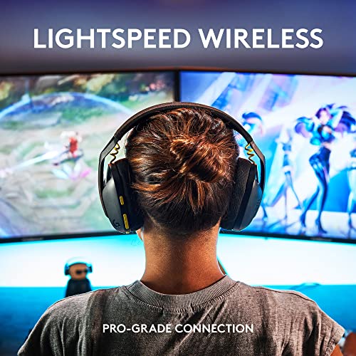 Logitech G435 LIGHTSPEED and Bluetooth Wireless Gaming Headset   Lightweight over ear headphones  built in mics  18h battery  compatible with Dolby Atmos  PC  Mobile   Black