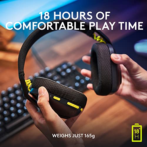 Logitech G435 LIGHTSPEED and Bluetooth Wireless Gaming Headset   Lightweight over ear headphones  built in mics  18h battery  compatible with Dolby Atmos  PC  Mobile   Black