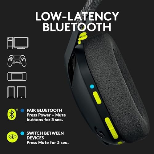 Logitech G435 Wireless Gaming Headset   Lightspeed   Bluetooth  Ultra Light  Beamforming Mics  40mm Drivers  Low Latency  USB Receiver  Memory Foam Earcups  PC/PS5/PS4/Switch  Black  Bulk Packaging