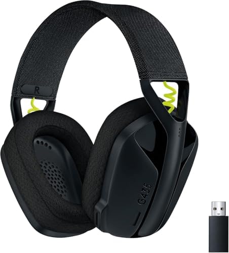 Logitech G435 Wireless Gaming Headset   Lightspeed   Bluetooth  Ultra Light  Beamforming Mics  40mm Drivers  Low Latency  USB Receiver  Memory Foam Earcups  PC/PS5/PS4/Switch  Black  Bulk Packaging