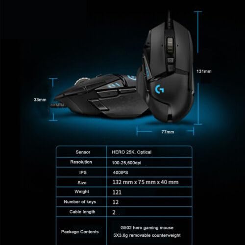 Logitech G502 Hero Gaming Mouse  MR0076  910 005571    25 600 DPI  4K Video Capture