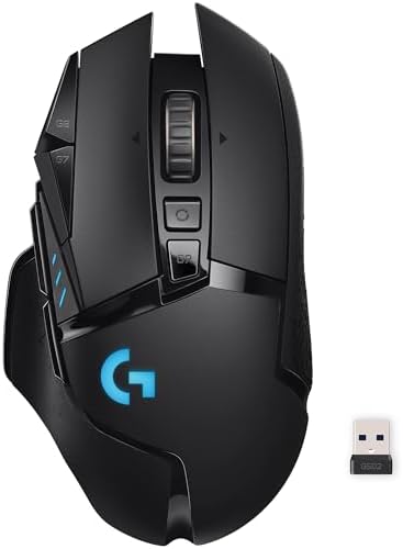 Logitech G502 Lightspeed Wireless Gaming Mouse with Hero 25K Sensor  PowerPlay Compatible  Tunable Weights and Lightsync RGB   Black