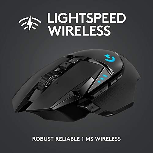 Logitech G502 Lightspeed Wireless Gaming Mouse with Hero 25K Sensor  PowerPlay Compatible  Tunable Weights and Lightsync RGB   Black