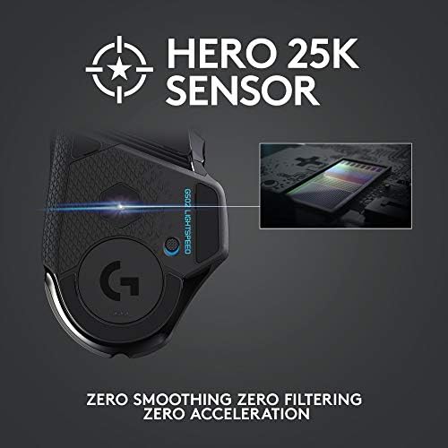 Logitech G502 Lightspeed Wireless Gaming Mouse with Hero 25K Sensor  PowerPlay Compatible  Tunable Weights and Lightsync RGB   Black
