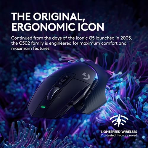 Logitech G502 X Plus Wireless Gaming Mouse  Optical Switches  LIGHTSYNC RGB  13 Buttons  Infinite Scroll Toggle  <130 hr Battery Life  USB C  PowerPlay Wireless Charging Capable  for PC/MacOS   Black