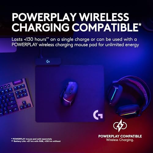 Logitech G502 X Plus Wireless Gaming Mouse  Optical Switches  LIGHTSYNC RGB  13 Buttons  Infinite Scroll Toggle  <130 hr Battery Life  USB C  PowerPlay Wireless Charging Capable  for PC/MacOS   Black