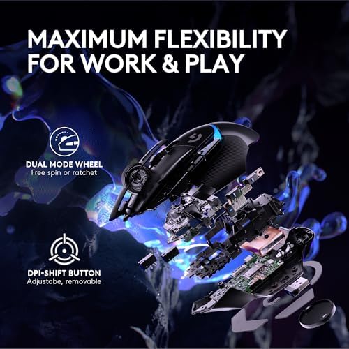 Logitech G502 X Plus Wireless Gaming Mouse  Optical Switches  LIGHTSYNC RGB  13 Buttons  Infinite Scroll Toggle  <130 hr Battery Life  USB C  PowerPlay Wireless Charging Capable  for PC/MacOS   Black
