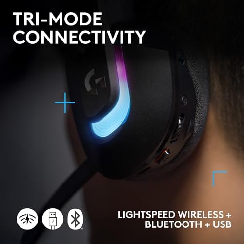 Logitech G522 Lightspeed Wireless Gaming Headset  Full Band Mic  Advanced Audio  Tri Connect  Lightspeed  Bluetooth  USB A to C   LIGHTSYNC RGB  for PC & Nintendo Switch/Switch 2   Black
