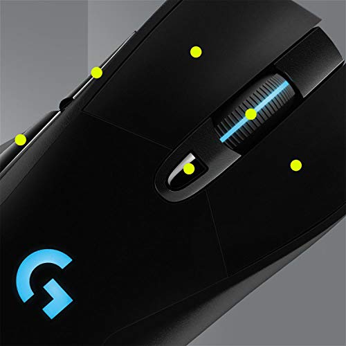 Logitech G703 Lightspeed Wireless Gaming Mouse W/Hero 25K Sensor  PowerPlay Compatible  Lightsync RGB  Lightweight 95G 10G Optional  100 25  600 DPI  Rubber Side Grips   Black