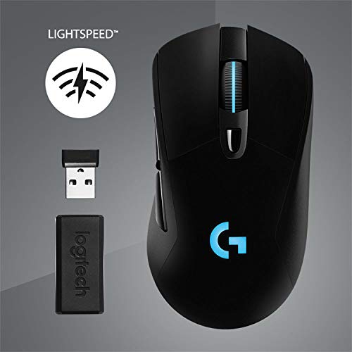 Logitech G703 Lightspeed Wireless Gaming Mouse W/Hero 25K Sensor  PowerPlay Compatible  Lightsync RGB  Lightweight 95G 10G Optional  100 25  600 DPI  Rubber Side Grips   Black