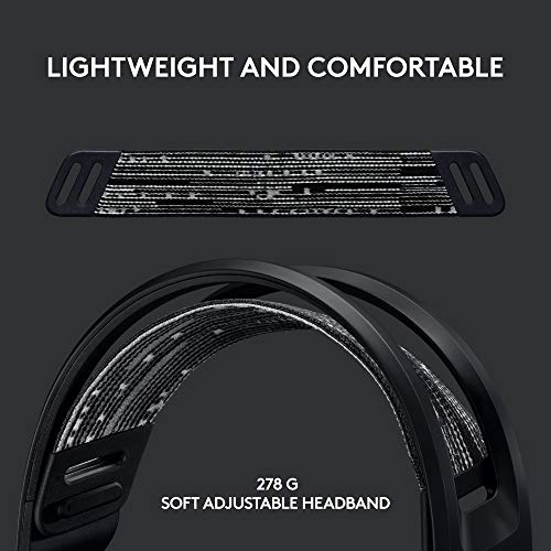 Logitech G733 LIGHTSPEED Wireless Gaming Headset with suspension headband  LIGHTSYNC RGB  Blue VOCE mic technology and PRO G audio drivers   Black