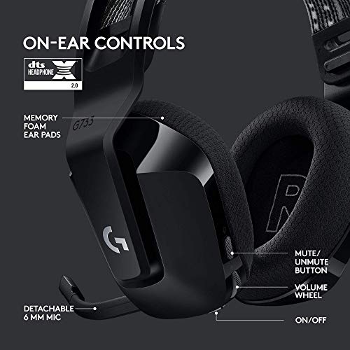 Logitech G 733 Lightspeed - Auriculares inalámbricos para juegos con diadema de suspensión, LIGHTSYNC RGB, tecnología de micrófono azul VO!CE y controladores de audio PRO-G, color negro (renovado)