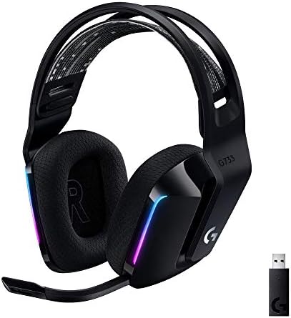 Logitech - Auriculares inalámbricos G733 Lightspeed para juegos, con diadema de suspensión, Lightsync RGB, tecnología de micrófono Blue VO!CE y controladores de audio PRO-G, color negro