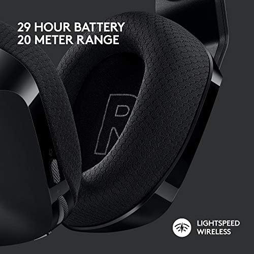 Logitech - Auriculares inalámbricos G733 Lightspeed para juegos, con diadema de suspensión, Lightsync RGB, tecnología de micrófono Blue VO!CE y controladores de audio PRO-G, color negro
