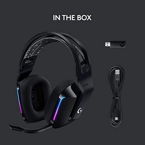 Logitech - Auriculares inalámbricos G733 Lightspeed para juegos, con diadema de suspensión, Lightsync RGB, tecnología de micrófono Blue VO!CE y controladores de audio PRO-G, color negro
