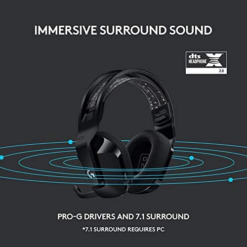 Logitech - Auriculares inalámbricos G733 Lightspeed para juegos, con diadema de suspensión, Lightsync RGB, tecnología de micrófono Blue VO!CE y controladores de audio PRO-G, color negro