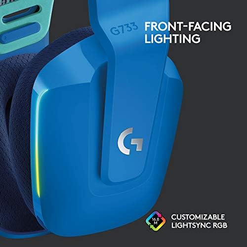 Logitech - Auriculares inalámbricos G733 Lightspeed para juegos, con diadema de suspensión, Lightsync RGB, tecnología de micrófono Blue VO!CE y controladores de audio PRO-G, color negro