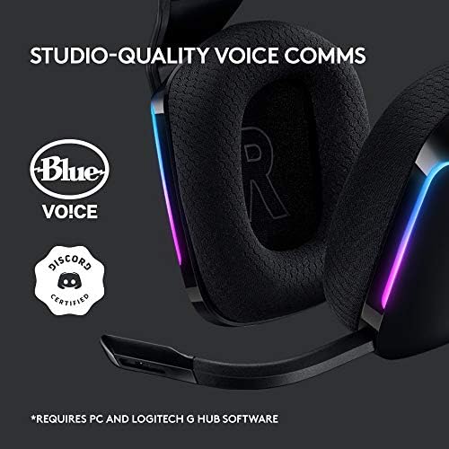 Logitech - Auriculares inalámbricos G733 Lightspeed para juegos, con diadema de suspensión, Lightsync RGB, tecnología de micrófono Blue VO!CE y controladores de audio PRO-G, color negro