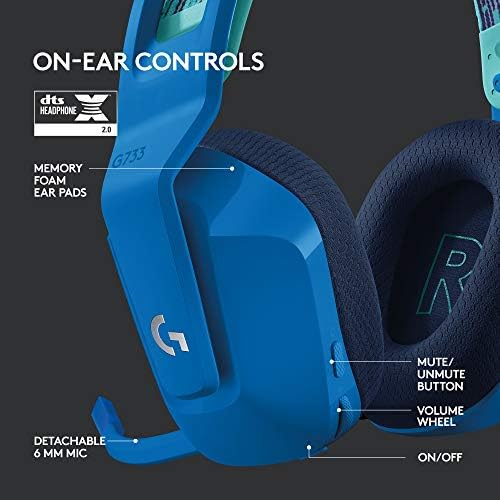 Logitech - Auriculares inalámbricos G733 Lightspeed para juegos, con diadema de suspensión, Lightsync RGB, tecnología de micrófono Blue VO!CE y controladores de audio PRO-G, color negro