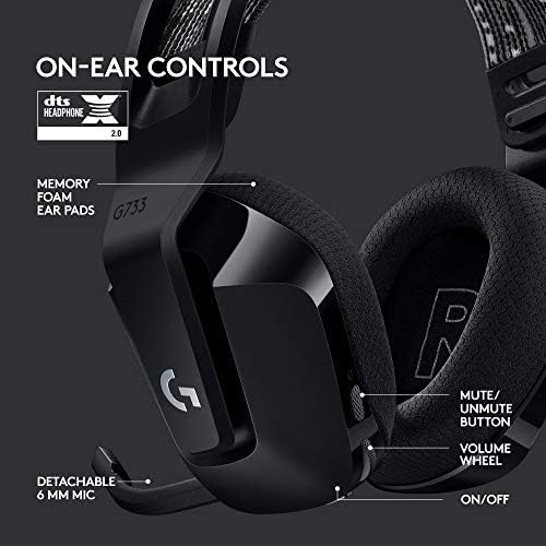 Logitech G733 Lightspeed Wireless Gaming Headset  Suspension Headband  Lightsync RGB  Blue VO CE Mic  PRO G Audio   Black  Gaming Headset Wireless  PC  PS5  PS4  Switch Compatible