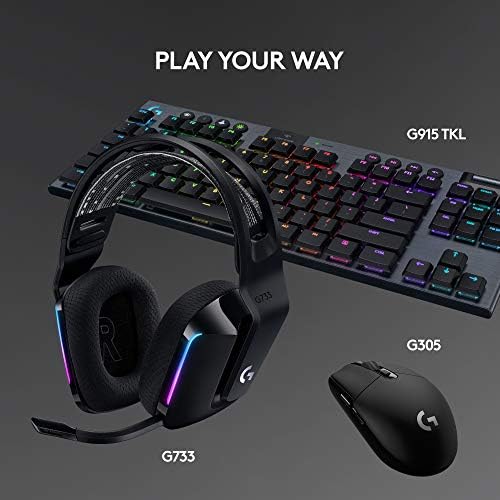 Logitech G733 Lightspeed Wireless Gaming Headset  Suspension Headband  Lightsync RGB  Blue VO CE Mic  PRO G Audio   Black  Gaming Headset Wireless  PC  PS5  PS4  Switch Compatible