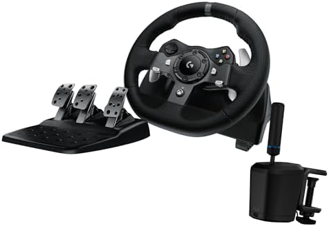 Logitech G920 Driving Force Racing Wheel and Floor Pedals  Real Force Feedback  Stainless Steel Paddle Shifters  Leather Steering Wheel Cover for Xbox Series X S  Xbox One  PC  Mac   Black