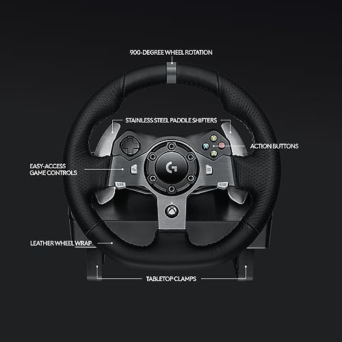Logitech G920 Driving Force Racing Wheel and Floor Pedals  Real Force Feedback  Stainless Steel Paddle Shifters  Leather Steering Wheel Cover for Xbox Series X S  Xbox One  PC  Mac   Black