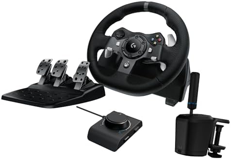 Logitech G920 Driving Force Racing Wheel and Floor Pedals  Real Force Feedback  Stainless Steel Paddle Shifters  Leather Steering Wheel Cover for Xbox Series X S  Xbox One  PC  Mac   Black