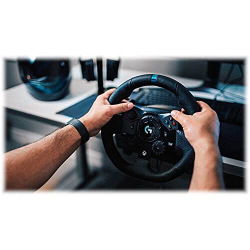 Logitech G923 Racing Wheel and Pedals for Xbox Series X S  Xbox One and PC featuring TRUEFORCE up to 1000 Hz Force Feedback  Responsive Pedal  Dual Clutch Launch Control  and Genuine Leather Wheel Cover