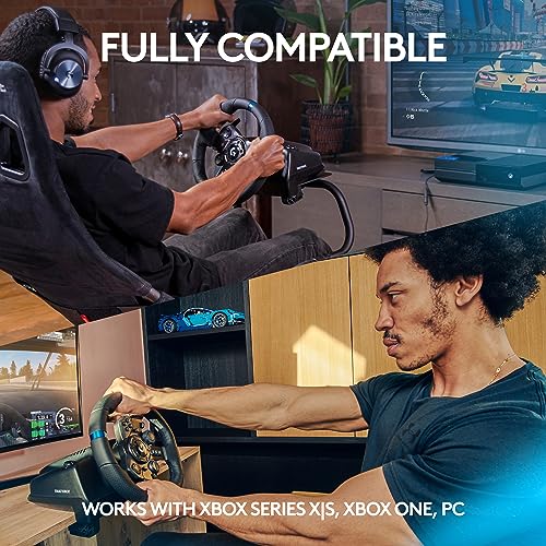 Logitech G923 Racing Wheel and Pedals for Xbox Series X S  Xbox One and PC featuring TRUEFORCE up to 1000 Hz Force Feedback  Responsive Pedal  Dual Clutch Launch Control  and Genuine Leather Wheel Cover