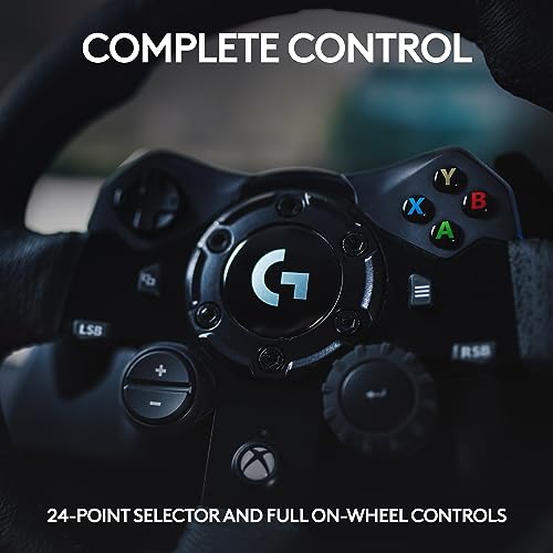 Logitech G923 Racing Wheel and Pedals for Xbox Series X S  Xbox One and PC featuring TRUEFORCE up to 1000 Hz Force Feedback  Responsive Pedal  Dual Clutch Launch Control  and Genuine Leather Wheel Cover
