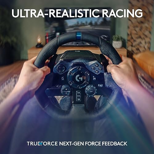 Logitech G923 Racing Wheel and Pedals  TRUEFORCE up to 1000 Hz Force Feedback  Gaming Steering Wheel PS5  PS4  PC  Mac  Genuine Leather  Black