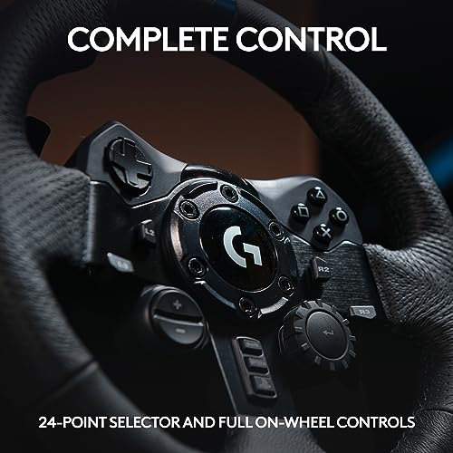 Logitech G923 Racing Wheel and Pedals  TRUEFORCE up to 1000 Hz Force Feedback  Gaming Steering Wheel PS5  PS4  PC  Mac  Genuine Leather  Black