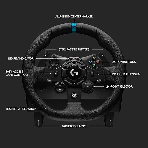 Logitech G923 Racing Wheel and Pedals  TRUEFORCE Force Feedback   Logitech G Driving Force Shifter   Real Leather  For PS5  PS4  PC  Mac   Black