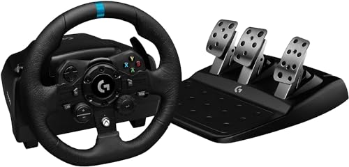 Logitech G923 Racing Wheel and Pedals  TRUEFORCE Force Feedback   Logitech G Driving Force Shifter   Real Leather  For PS5  PS4  PC  Mac   Black