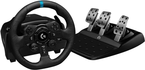 Logitech G923 Racing Wheel and Pedals  TRUEFORCE Force Feedback  Real Leather   Logitech G Driving Force Shifter   Xbox X S  Xbox One  PC  Mac   Black