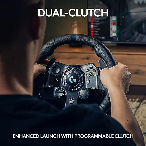Logitech G923 Racing Wheel and Pedals  TRUEFORCE up to 1000 Hz Force Feedback  Gaming Steering Wheel PS5  PS4  PC  Mac  Genuine Leather  Black