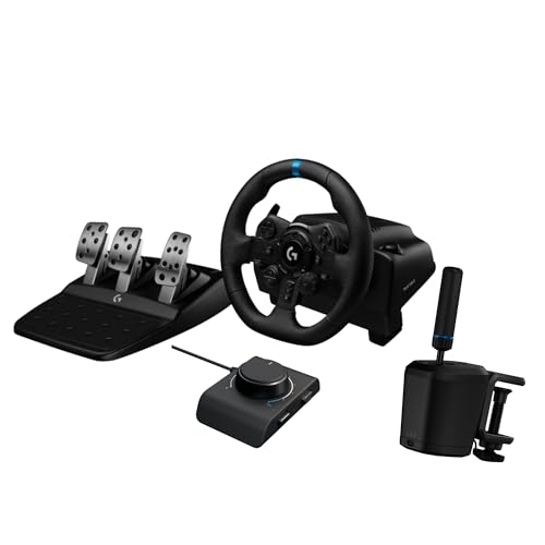 Logitech G923 Racing Wheel and Pedals  TRUEFORCE Force Feedback   Logitech G Driving Force Shifter   Real Leather  For PS5  PS4  PC  Mac   Black