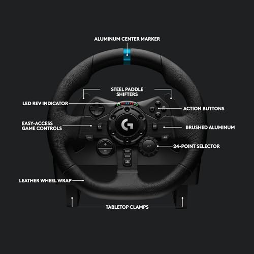 Logitech G923 Racing Wheel and Pedals  TRUEFORCE Force Feedback   Logitech G Driving Force Shifter   Real Leather  For PS5  PS4  PC  Mac   Black