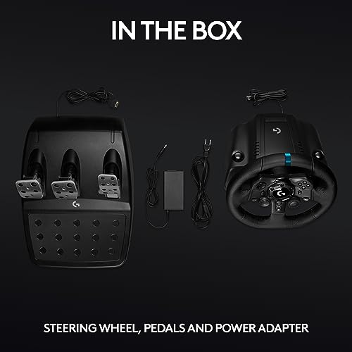 Logitech G923 Racing Wheel and Pedals  TRUEFORCE up to 1000 Hz Force Feedback  Gaming Steering Wheel PS5  PS4  PC  Mac  Genuine Leather  Black