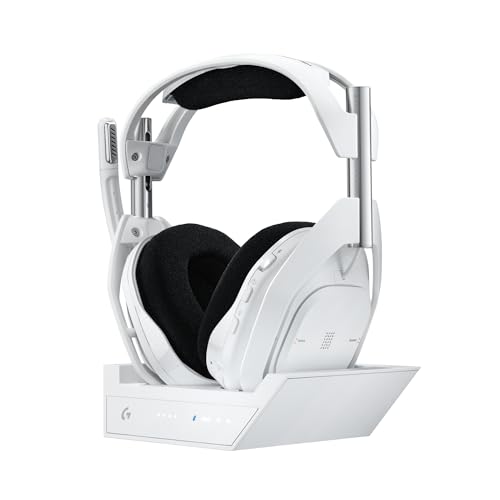Logitech G Astro A50 X Omni Platform Wireless Gaming Headset   Base Station for PS5  Xbox  PC  PLAYSYNC Video & Audio Switcher  HDMI 2 1 4K 120Hz VRR  <24 bit/48 kHz  24hr Battery  2 4GHz & BT   White
