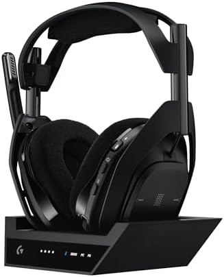 Logitech G Astro A50 X Multi Platform Wireless Gaming Headset   Base Station for PS5/Xbox/PC  PLAYSYNC Video & Audio Switcher  HDMI 2 1 4K 120Hz VRR  <24bit/48kHz  24hr Battery  2 4GHz & BT   Black