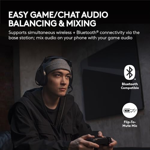 Logitech G Astro A50 X Multi Platform Wireless Gaming Headset   Base Station for PS5/Xbox/PC  PLAYSYNC Video & Audio Switcher  HDMI 2 1 4K 120Hz VRR  <24bit/48kHz  24hr Battery  2 4GHz & BT   Black