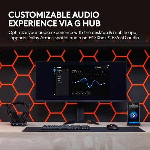 Logitech G Astro A50 X Multi Platform Wireless Gaming Headset   Base Station for PS5/Xbox/PC  PLAYSYNC Video & Audio Switcher  HDMI 2 1 4K 120Hz VRR  <24bit/48kHz  24hr Battery  2 4GHz & BT   Black