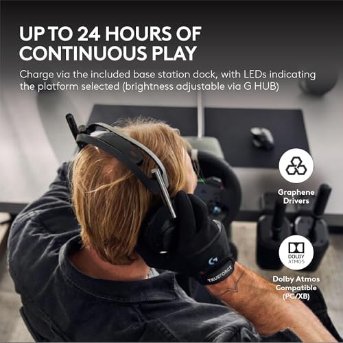Logitech G Astro A50 X Multi Platform Wireless Gaming Headset   Base Station for PS5/Xbox/PC  PLAYSYNC Video & Audio Switcher  HDMI 2 1 4K 120Hz VRR  <24bit/48kHz  24hr Battery  2 4GHz & BT   Black