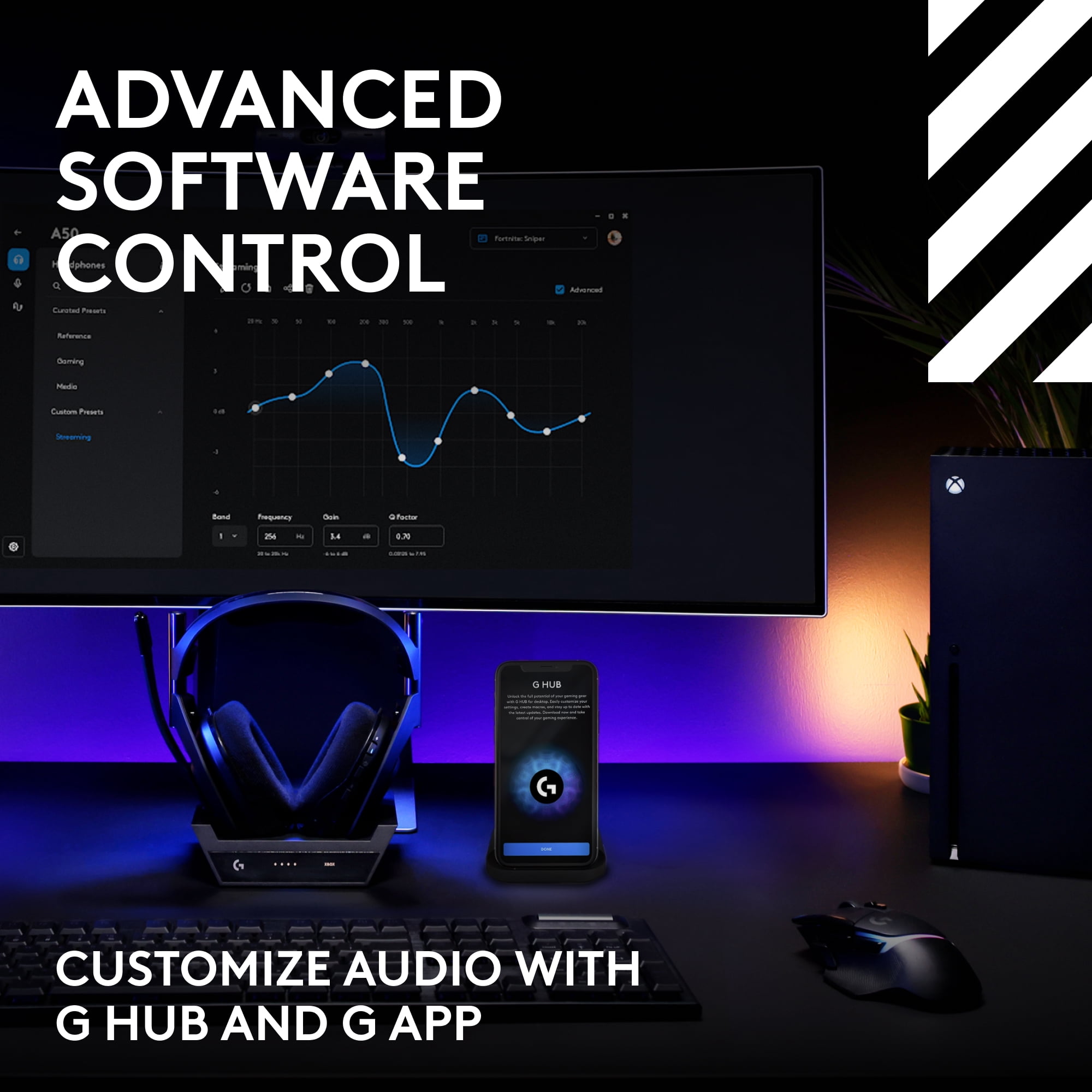 Logitech G Astro A50 LIGHTSPEED Wireless Gaming Headset   Base Station  Gen 5   PRO G GRAPHENE  3 System Switching  USB C to Xbox  PS5  PC/Mac or Nintendo Switch  Bluetooth   Black
